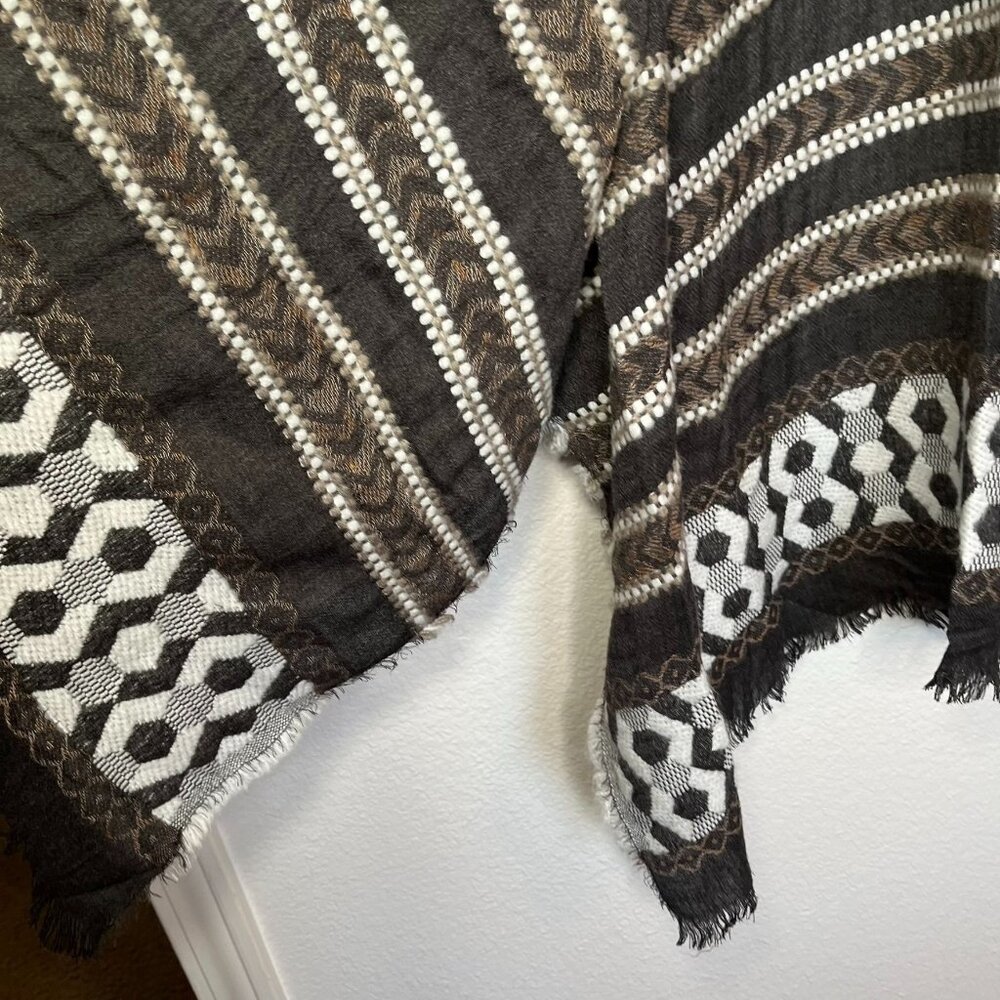 Lucky Brand Open-Front Knit Kimono Cardigan Shawl boho  Fringe Hem One Size - Picture 8 of 11